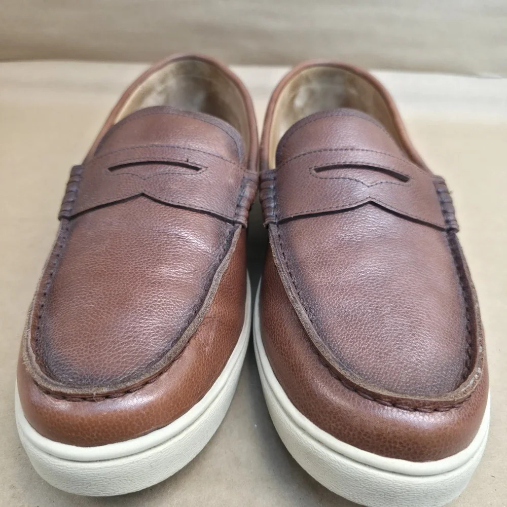 Johnnie-O Mens (12 M) Santa Monica Penny Loafers Leather Slip On Brown Shoes
